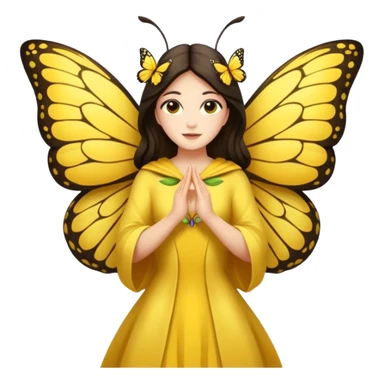 nature spirit woman dressed as butterfly herald yellow, wing sleeves spread  sticker