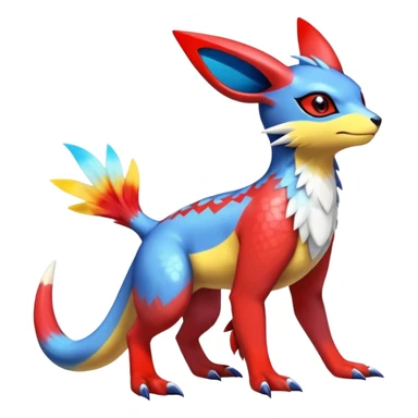  Cute Shiny Exotic Colorful Guilmon-Latias-Koraidon-Umbreon-Fakémon-hybrid-creature (full body)  sticker
