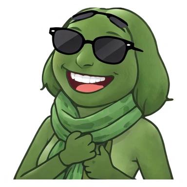 women crossing her arms around her neck laughing  sticker