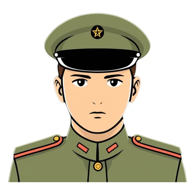 military man with two-thousand-yard stare sticker