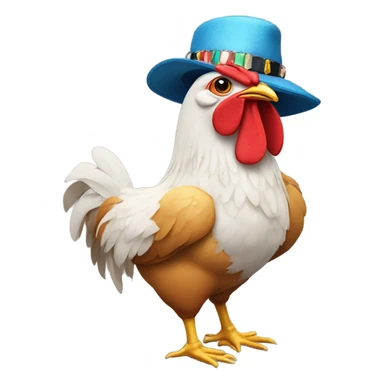 Chicken with shoes and a hat and chain sticker