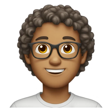 boy with a bit curly brown hair with gray glasses sticker