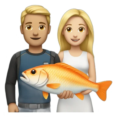 White person with fish sticker