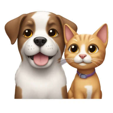 Dog and a cat being friends sticker