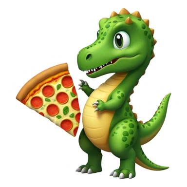 Dinosaur with pizza sticker