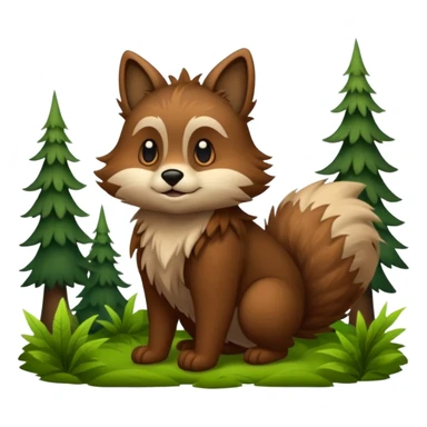 hand drawn furry creature exploring a dense forest sticker