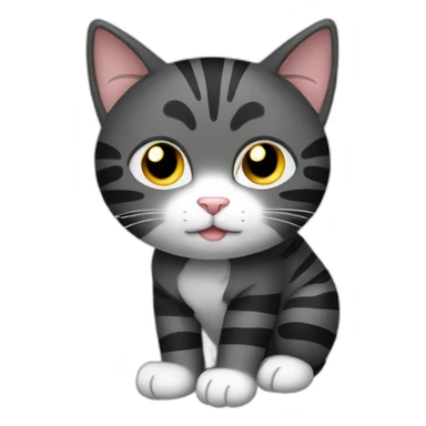 A black tabby cat with white paws and clear stripes on arms is feeling sleepy sticker