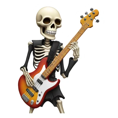 skeleton playing bass guitar sticker