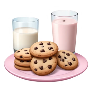 Pastel pink plate of cookies and glass of milk  sticker
