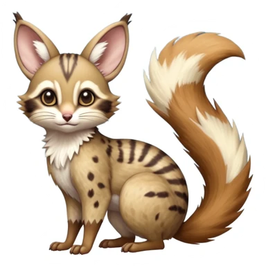 Brown-pointed, soft natural realistic romantic vintage antique divine beautiful elegant pretty precious cute young youthful  Fakémon-Pokémon-alien-opossum-squirrel-feline-serval-caracal-chinchilla-Minccino-Cinccino-Meowstic-rodent-hybrid-creature with a big fluffy bushy tail (full body) sticker