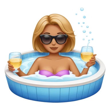 Woman with sunglasses relaxing in hot tub zoomed out perspective sticker
