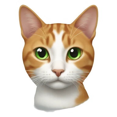 Cat with White, Ginger a D black colour with a green eyes  sticker