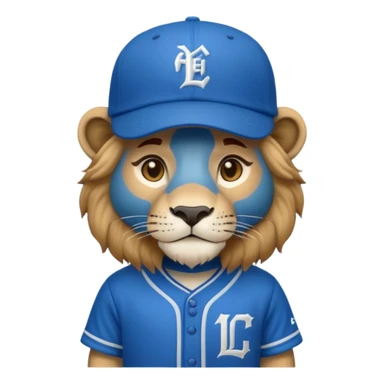 lion with blue baseball jersey and hat sticker