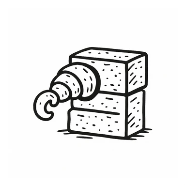 Make the croissant merged into a brick look more like a brick in doodle style. sticker