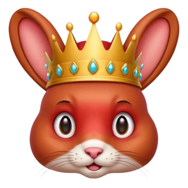 A red rabbit with drooping ears and a crown on his head sticker