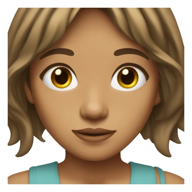 Tan girl with brown hair and curtain bangs and brown eyes sticker