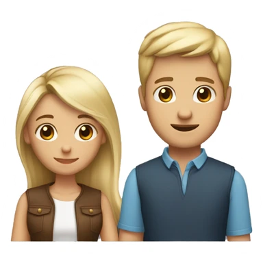 couple wih heart, blond girl with long hair and a man wih short brown hair sticker