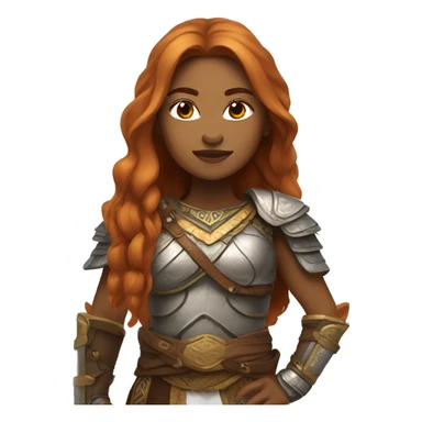 Brazilian female with ginger long hair wearing Mongolian warrior outfit sticker