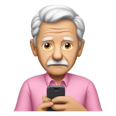 Old guy with pink shirt on his phone sticker