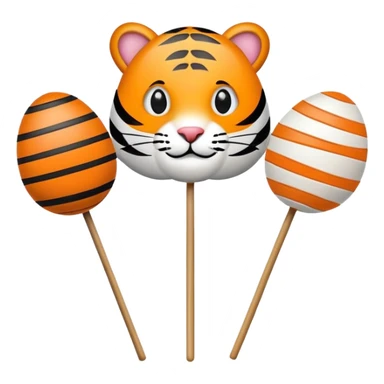 Tiger annimal Lacroose theme with eggs in sticks and say happy eater  sticker
