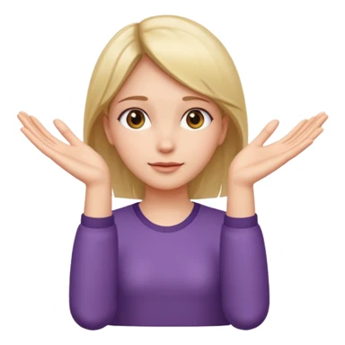 Girl with two hands in front out palms facing upwards and hands in front of her LOWER and her left hand slightly lower than her right hand sticker