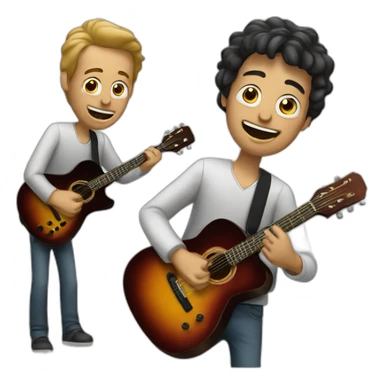 A man playing guitar and another playing synthetiser  sticker