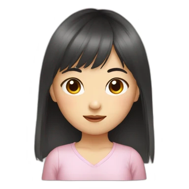 Asian girl hair bangs with rat sticker