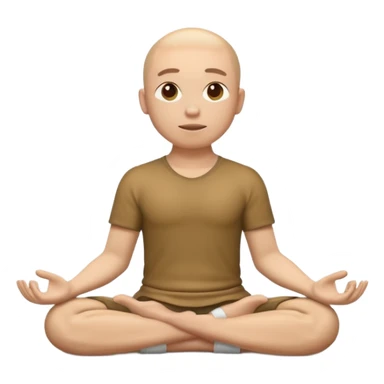 3D emoji style person sitting cross-legged meditating, calm face, centered, soft shadow, white background. sticker