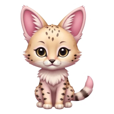 Soft furry fuzzy elegant beautiful pretty Whitish pastel-rosy-pink chibi cute elegant furry kawaii Serval sticker