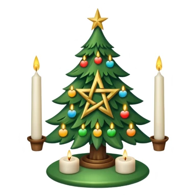 Christmas tree with a pentacle and white candles on the tree sticker