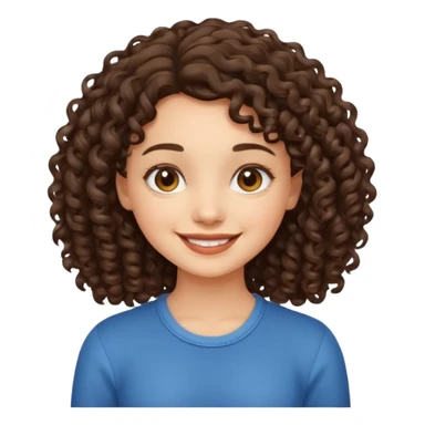 an emoji that describes a cute short curly lolng hair brunette girl sticker