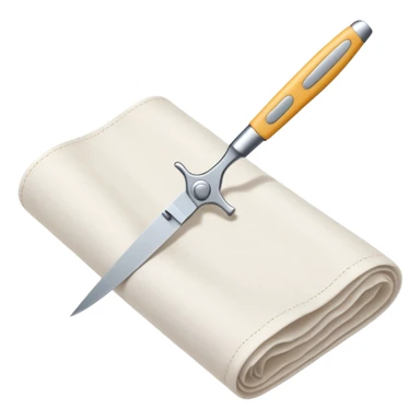 rolled fabric with scissors sticker