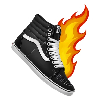 Vans shoes black skate and fire in front logo sticker