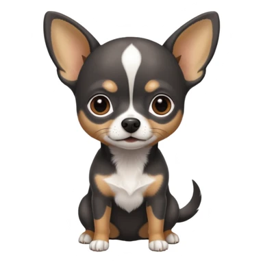 Very Dark grey and black Chihuahua with white markings sticker