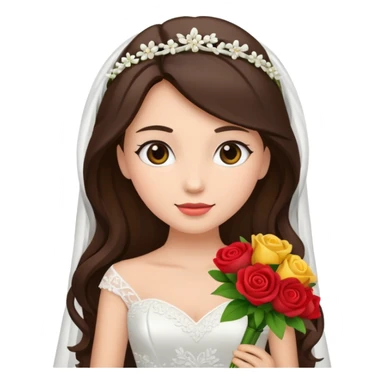 brunette bride with bouqet sticker