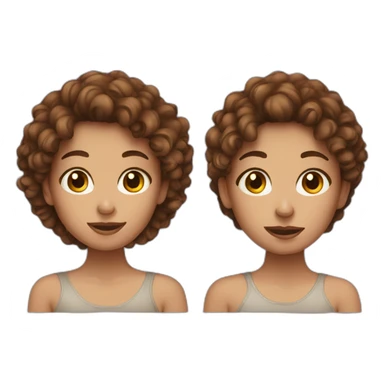 brown curly haired girl and skinny face sticker
