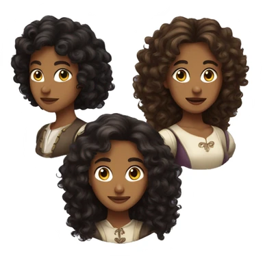 Three musketeers dark women curly long hair sticker