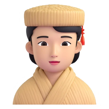young Asian man with a rice hat sticker
