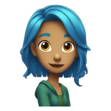 Anne from Amphibia with blue hair sticker