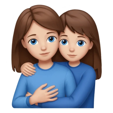 A big sister brown hair, blue eyes hugging her little brother brown hair blue eyes sticker