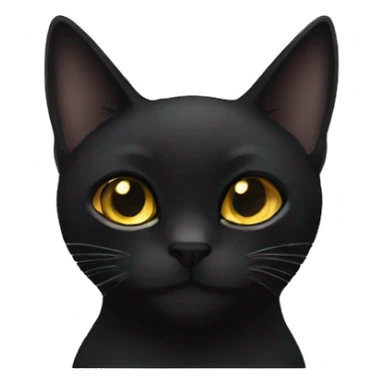 black cat gold eyes medium long hair sticker