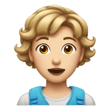 A girl with flip over hairstyle chewing gum sticker