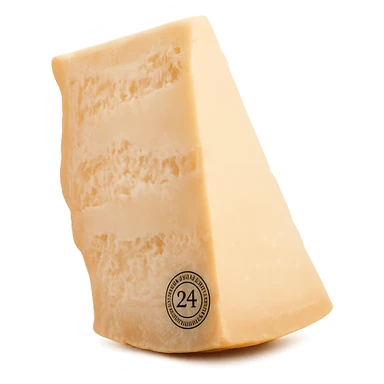 Realistic style piece of Parmigiano Reggiano inspired by the reference image, isolated with no background, natural details, photorealistic rendering. sticker