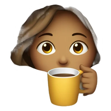 girl inside a blanket sipping coffee eyes closed, white  sticker