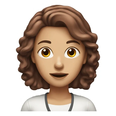 woman with reddish brown hair and microph sticker