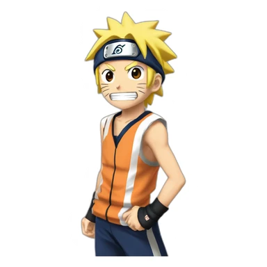 Naruto qui joue au foot ac l'équipage de Luffy et minato sticker