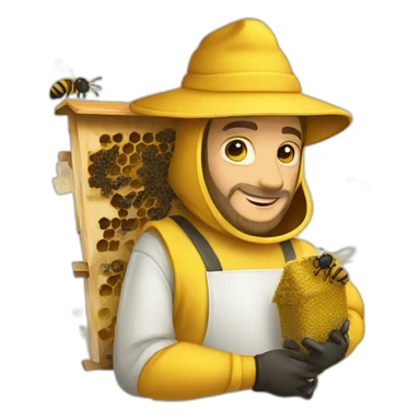 Beekeeper with hive as a har sticker