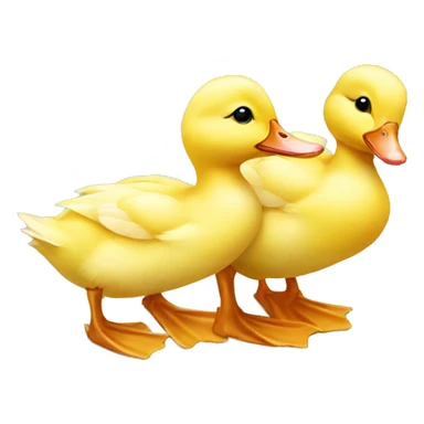 Little ducklings following their mother duck sticker