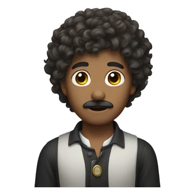 Curly hair boy with mustache  sticker