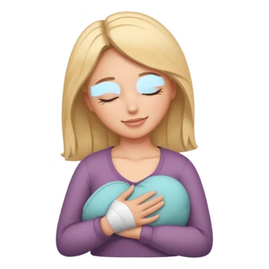 Elini göğsine koyup rahatlayan huzurlu kadın sticker